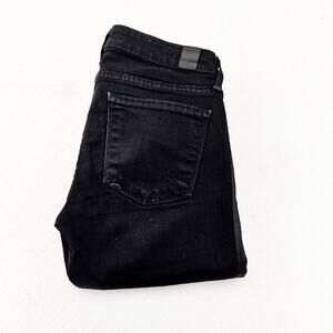 Vince Ankle Skinny Black Printed Stripe Denim Jeans Zipper Fly Size 24